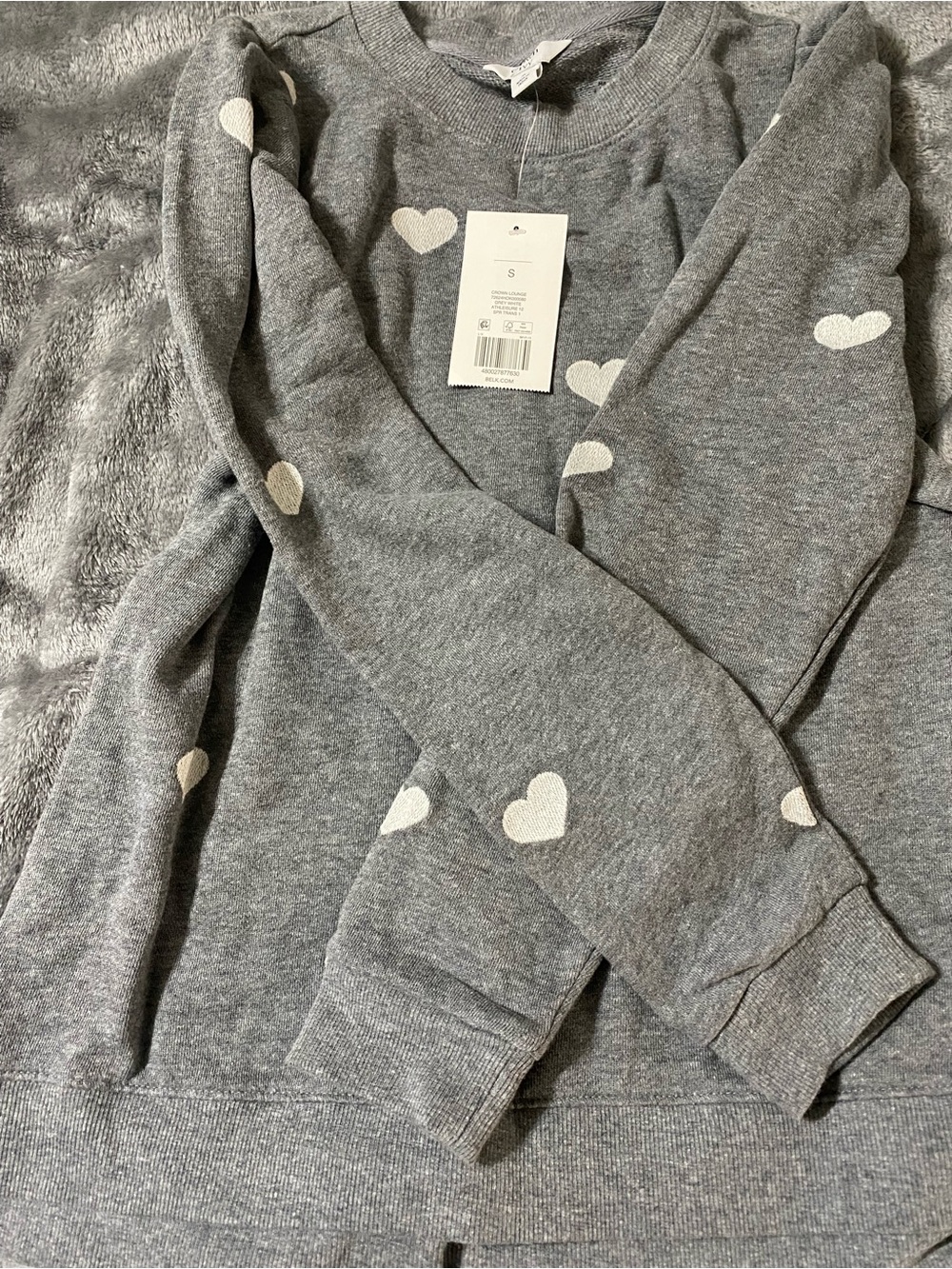 Gray Heart-Print Women's Sweater